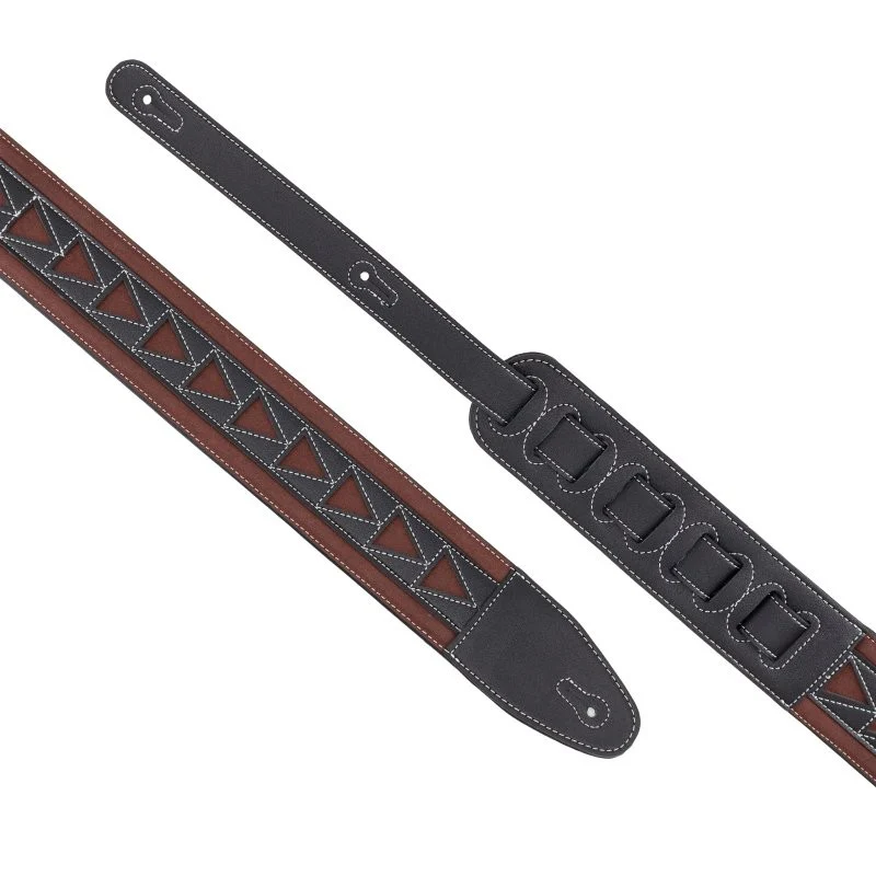 Profile - 2.5" Leather Strap with Burgundy Suede and Black Leather Arrow Pattern - PGS-GL-6200-BKRD - Image 6