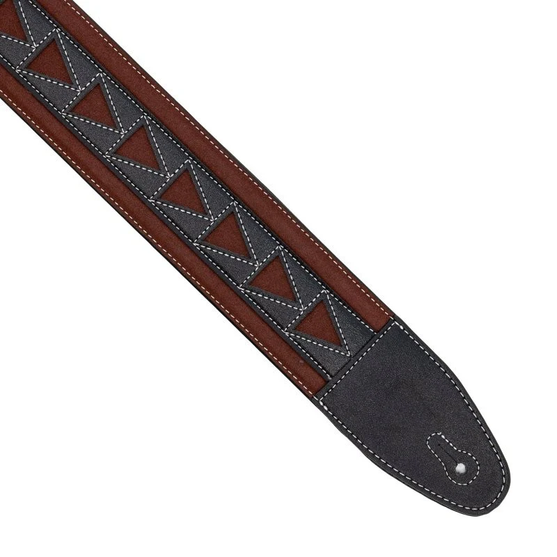 Profile - 2.5" Leather Strap with Burgundy Suede and Black Leather Arrow Pattern - PGS-GL-6200-BKRD - Image 7