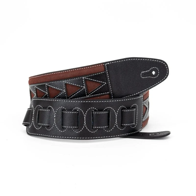 Profile - 2.5" Leather Strap with Burgundy Suede and Black Leather Arrow Pattern - PGS-GL-6200-BKRD - Image 8