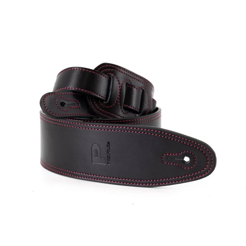 Profile - 2.5" Leather Strap with Red Double Stitching - Black - PGS-IL-7100-BKRD - Image 4