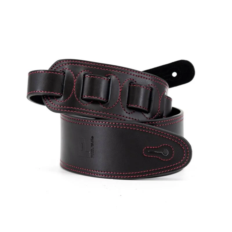 Profile - 2.5" Leather Strap with Red Double Stitching - Black - PGS-IL-7100-BKRD - Image 5