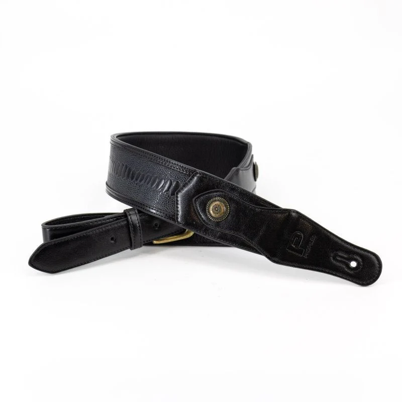 Profile - Western Strap with Brass Buckle - Black Crocodile Pattern - PGS-EGL-6500-BK - Image 10