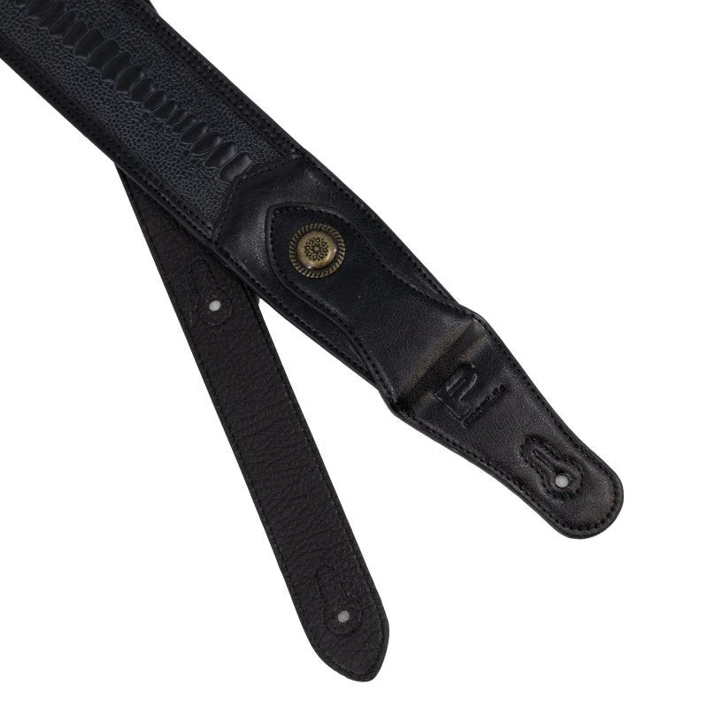 Profile - Western Strap with Brass Buckle - Black Crocodile Pattern - PGS-EGL-6500-BK - Image 2