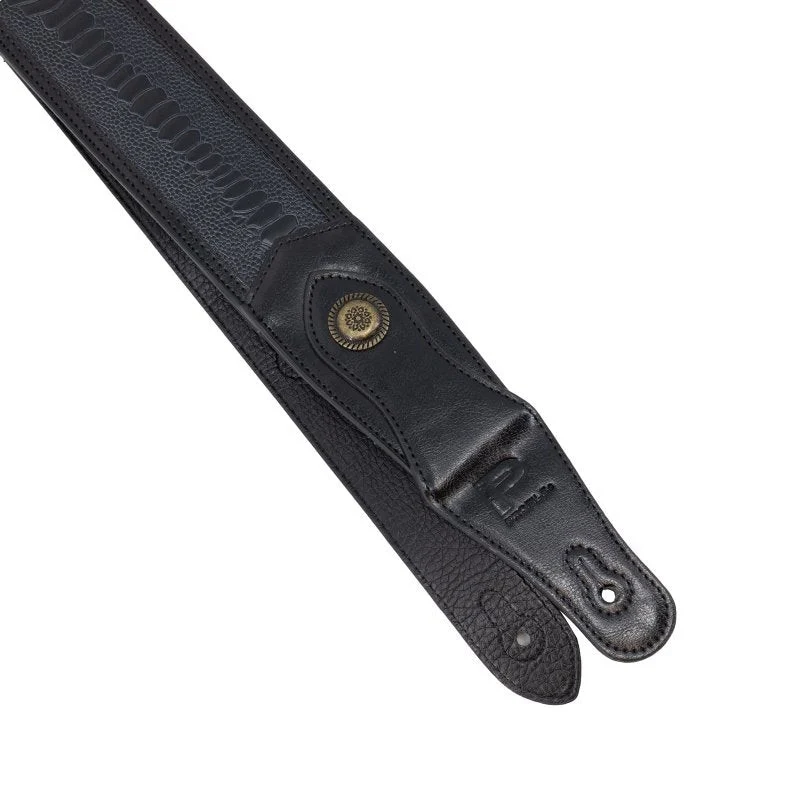 Profile - Western Strap with Brass Buckle - Black Crocodile Pattern - PGS-EGL-6500-BK - Image 3