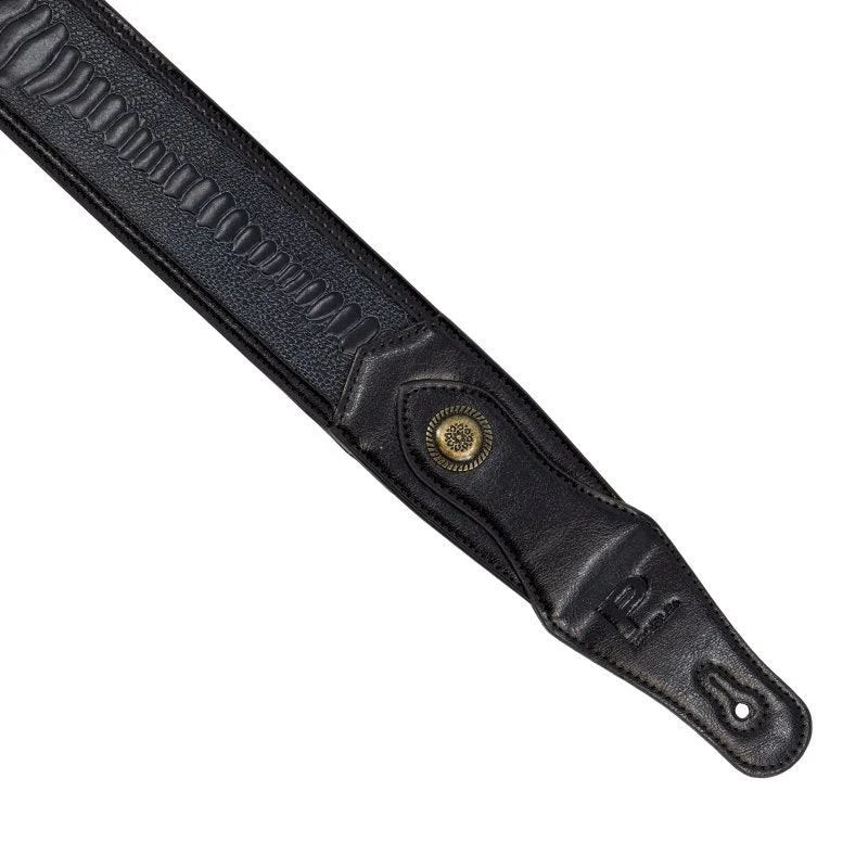 Profile - Western Strap with Brass Buckle - Black Crocodile Pattern - PGS-EGL-6500-BK - Image 4