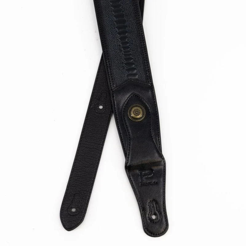 Profile - Western Strap with Brass Buckle - Black Crocodile Pattern - PGS-EGL-6500-BK - Image 5