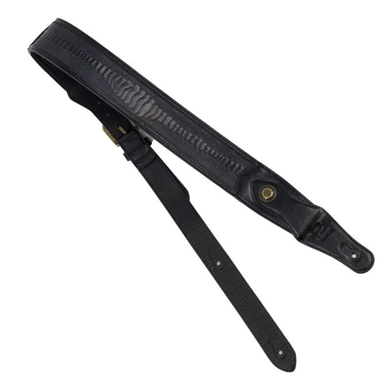 Profile - Western Strap with Brass Buckle - Black Crocodile Pattern - PGS-EGL-6500-BK - Image 7