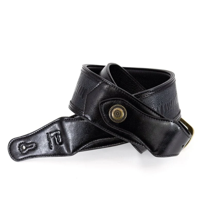 Profile - Western Strap with Brass Buckle - Black Crocodile Pattern - PGS-EGL-6500-BK - Image 8