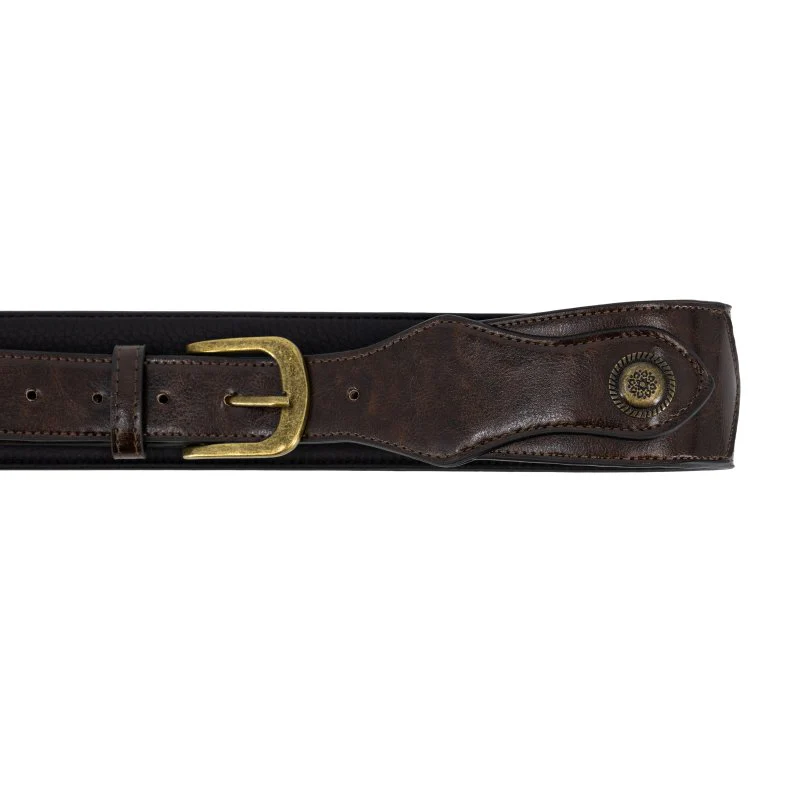 Profile - Western Strap with Brass Buckle - Brown Crocodile Pattern - PGS-EGL-6500-BR - Image 11