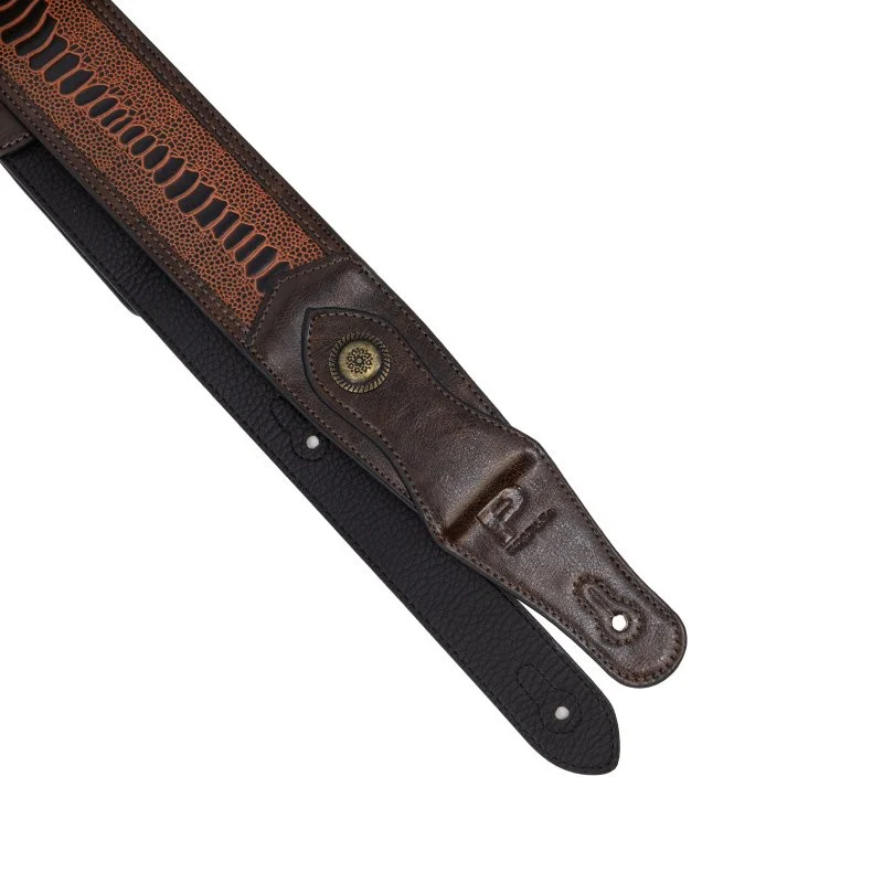 Profile - Western Strap with Brass Buckle - Brown Crocodile Pattern - PGS-EGL-6500-BR - Image 3
