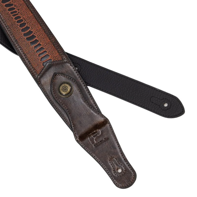 Profile - Western Strap with Brass Buckle - Brown Crocodile Pattern - PGS-EGL-6500-BR - Image 5