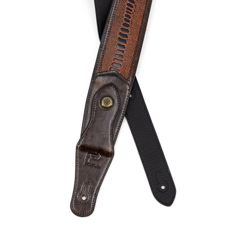 Profile - Western Strap with Brass Buckle - Brown Crocodile Pattern - PGS-EGL-6500-BR - Image 6