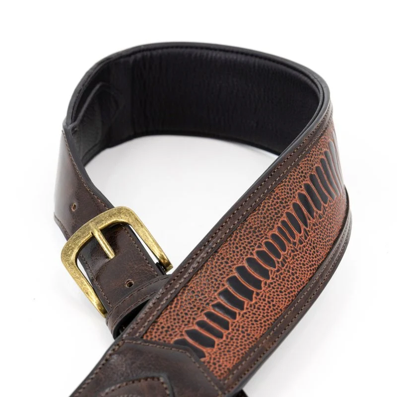 Profile - Western Strap with Brass Buckle - Brown Crocodile Pattern - PGS-EGL-6500-BR - Image 8