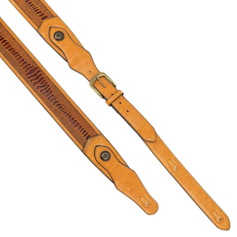 Profile - Western Strap with Brass Buckle - Tan Crocodile Pattern - PGS-EGL-6500-TN - Image 2