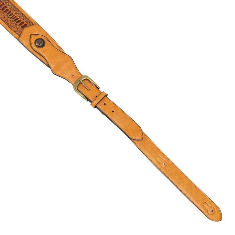 Profile - Western Strap with Brass Buckle - Tan Crocodile Pattern - PGS-EGL-6500-TN - Image 4