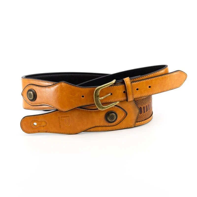 Profile - Western Strap with Brass Buckle - Tan Crocodile Pattern - PGS-EGL-6500-TN - Image 9