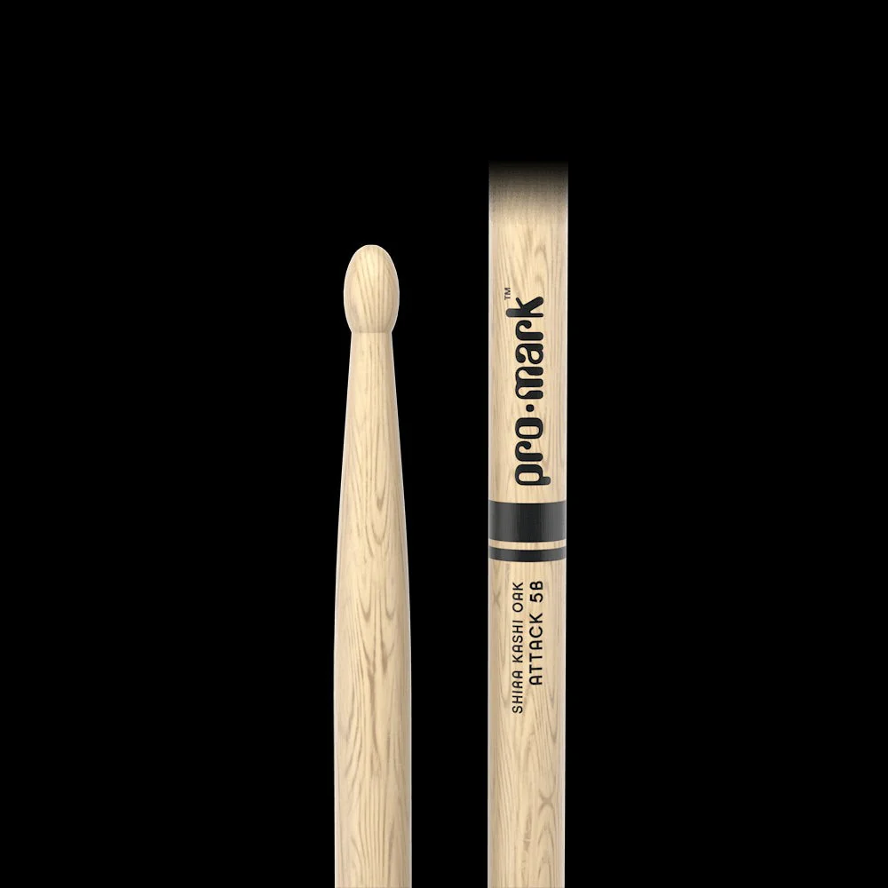 Promark - Classic Attack 5B Shira Kashi Oak Drumstick, Oval Wood Tip, 4-Pack - PW5BW-4P - Image 2