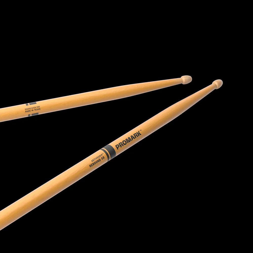 Promark - Rebound 5B ActiveGrip Clear Hickory Drumstick, Acorn Wood Tip - R5BAGC