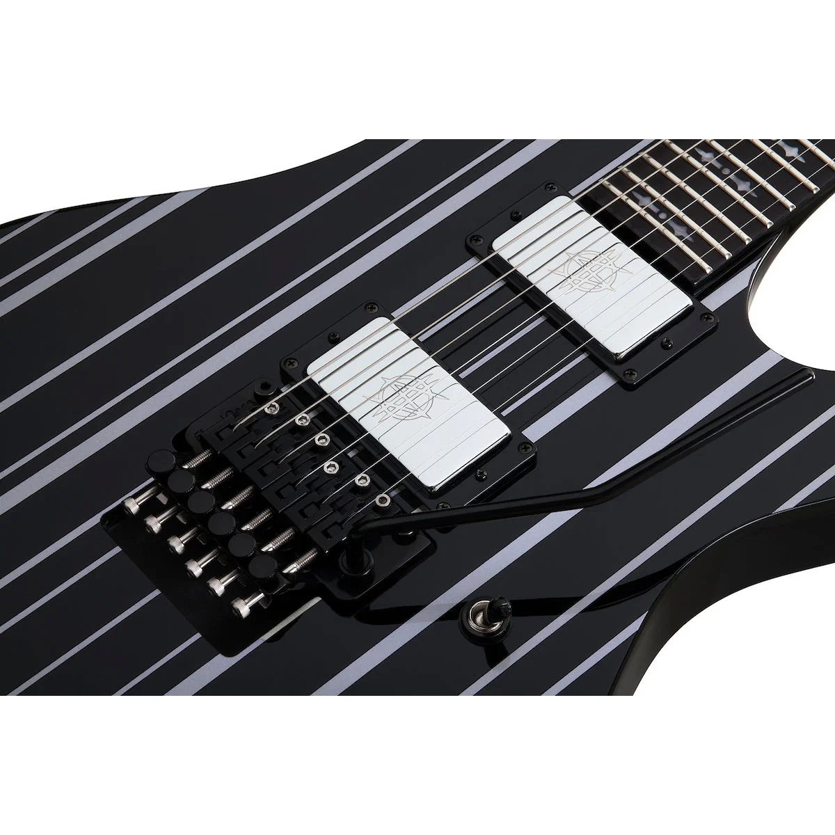 Schecter - Synyster Custom Gloss Black w/Silver Pin Stripes  - 1740 - Image 4
