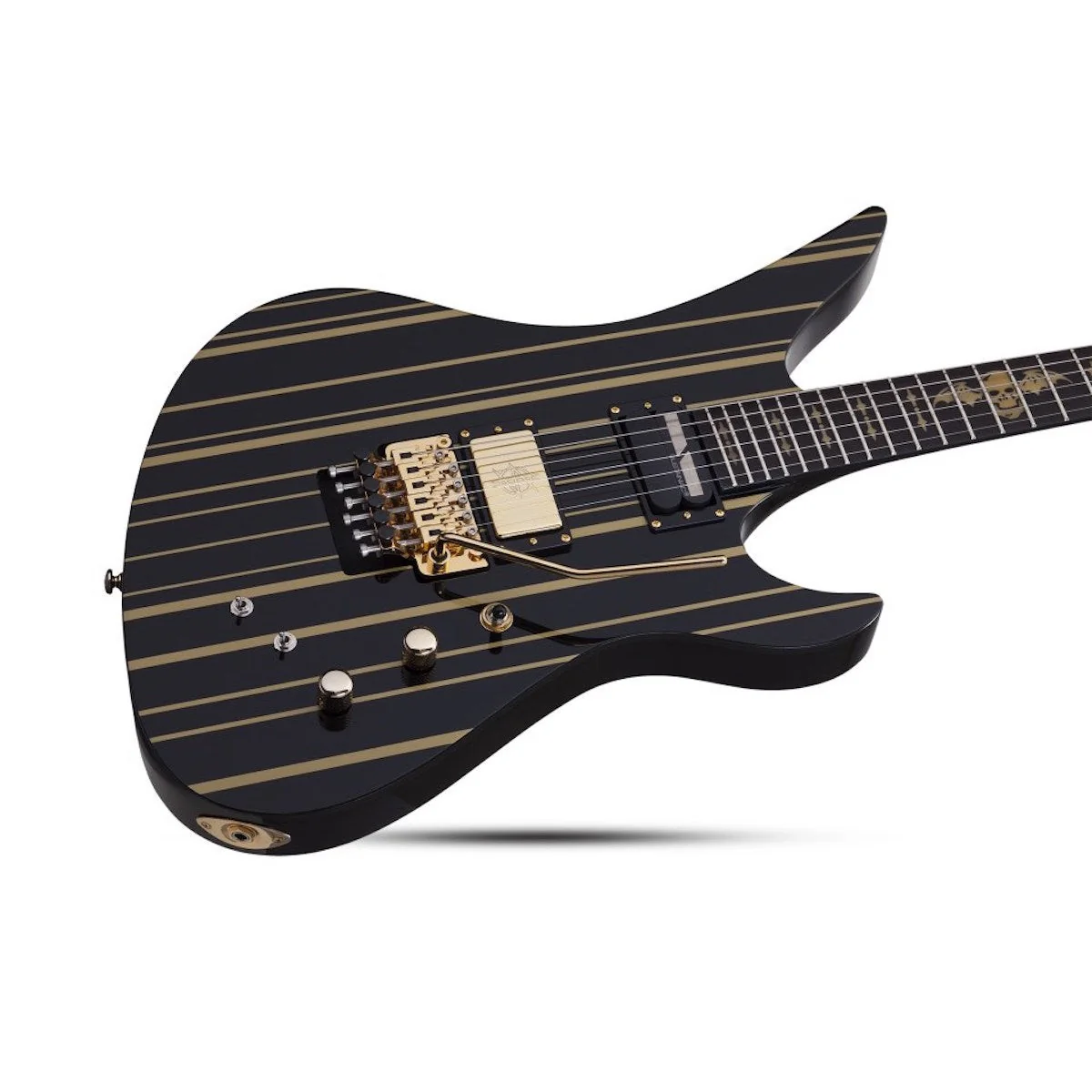 Schecter - Synyster Custom-S Gloss Black w/Gold Stripes 1742 - Image 3