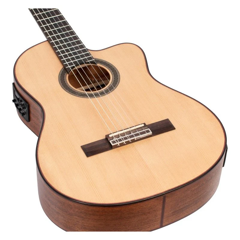 Valencia - 700 Series 4/4 Size Solid Sitka Spruce Top Classical Acoustic / Electric Guitar - Natural - VC704CE - Image 4