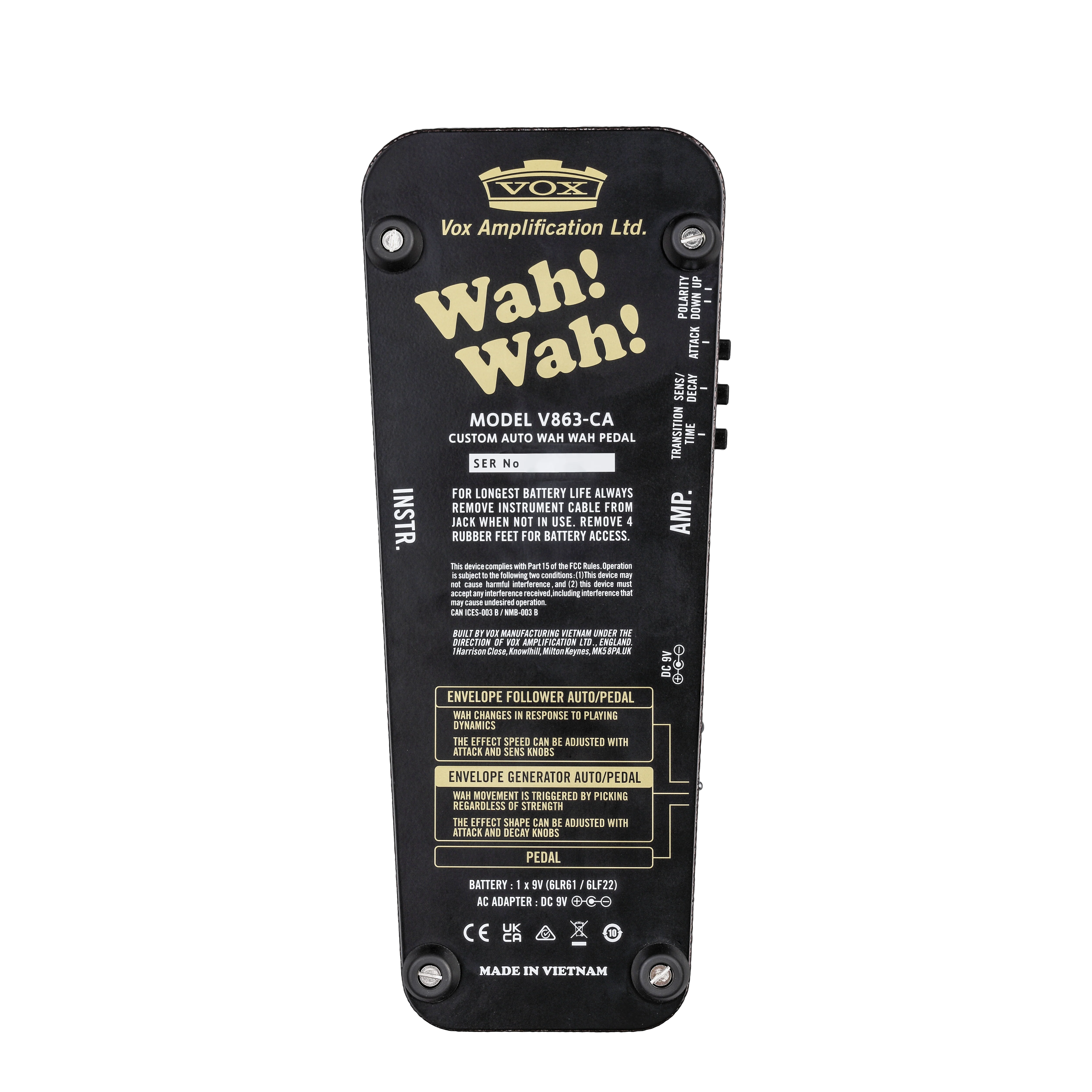 Vox - V863-CA Custom Auto Wah Wah Pedal - Image 3