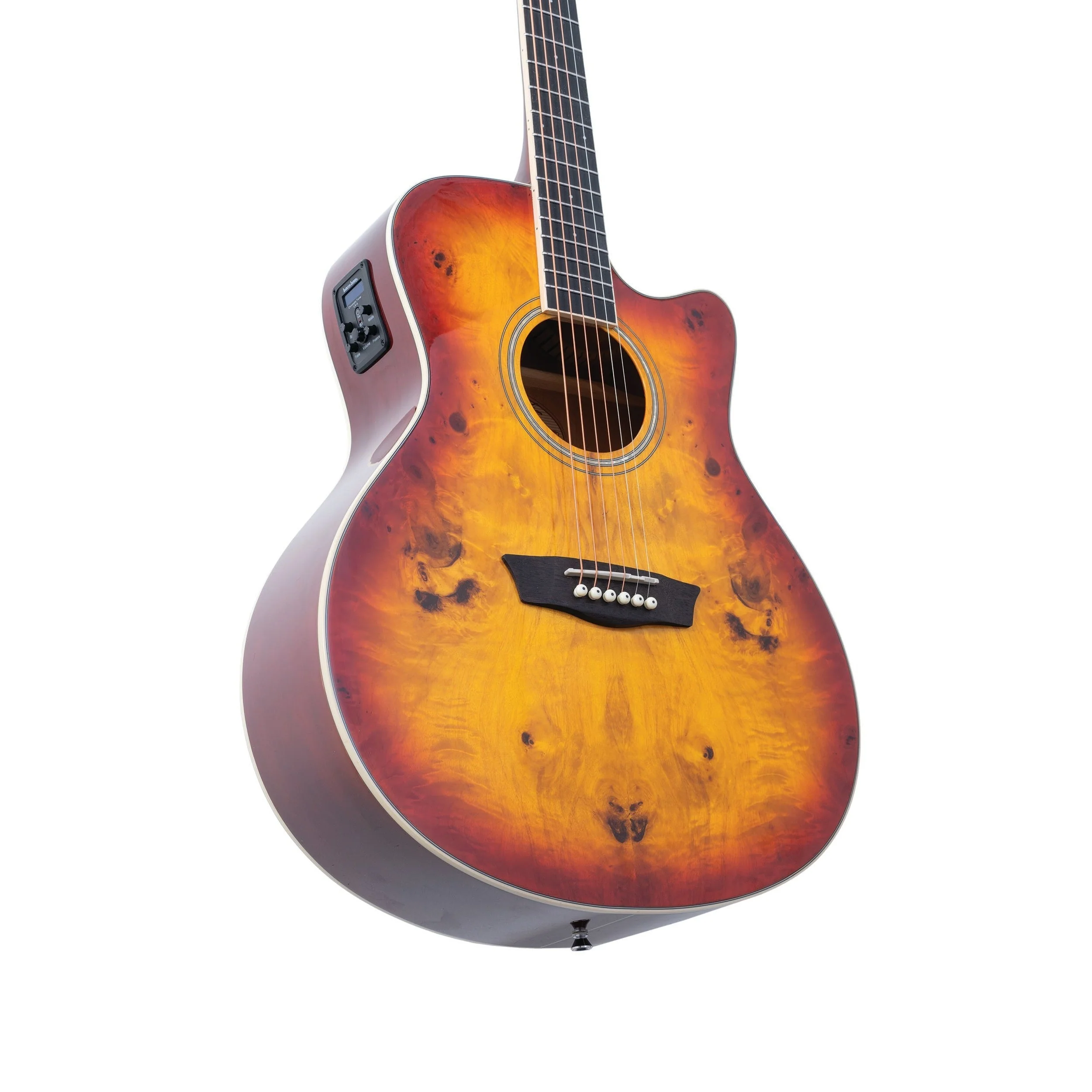 Washburn - Deep Forest Burl Grand Auditorium Acoustic-Electric Guitar - Amber Fade - DFBACEA - Image 3